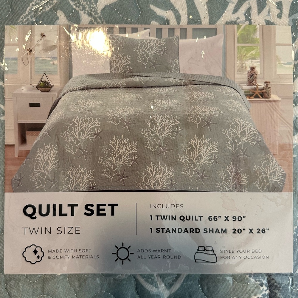 Elegant Gray Quilt Set - Twin Size